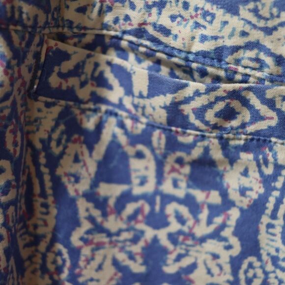 Vintage Sigrid Olsen Bold Blue & White Patterned Straight-Leg Pants Size 10 - Picture 6 of 15